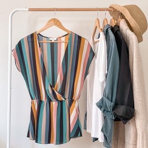 Charming Charlies — Stripe Shirt — S — Multi Color
